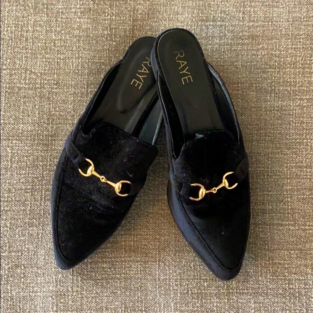 Raye Black suede mules